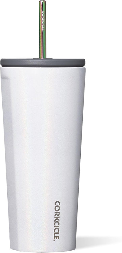Cold Cup Insulated Tumbler - Stainless Steel Tumbler with Lid and Straw, Triple Insulated for Hot and Cold Drinks, Cupholder Friendly, BPA-Free - 24oz - Black Bows
