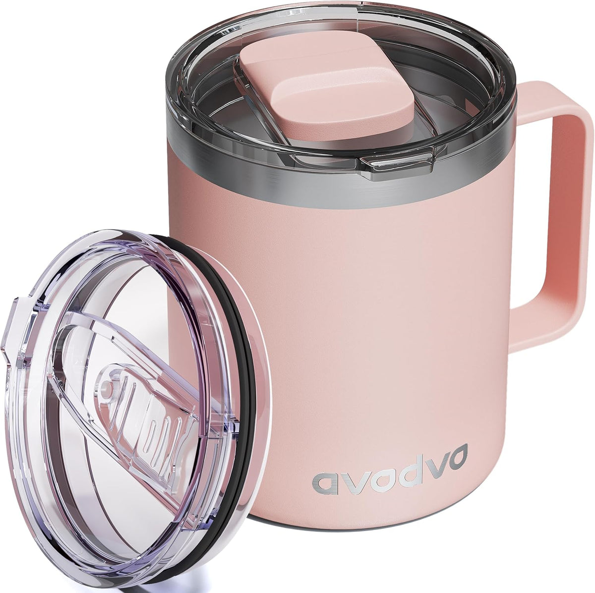 12oz Insulated Coffee Mug with 2 Lids & Handle, Stainless Steel Cup | Keeps Drinks Hot & Cold, Double Wall Vacuum Insulated Travel Tumbler for Home, Office & Outdoor, White - Colors A