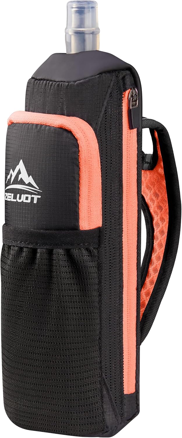 Handheld Water Bottle Running with Phone Holder, 17 oz, Orange