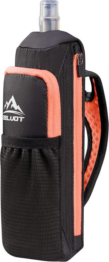 Handheld Water Bottle Running with Phone Holder, 17 oz, Orange