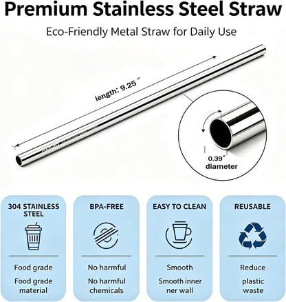 6Pcs Metal Straw Replacement Compatible With Owala FreeSip Tumbler 40oz, With 2 Straw Cleaner, Reusable Stainless Steel Straws for Owala