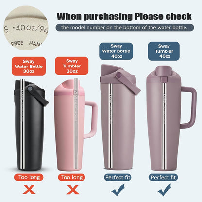 6Pcs Metal Straw Replacement Compatible With Owala FreeSip Tumbler 40oz, With 2 Straw Cleaner, Reusable Stainless Steel Straws for Owala