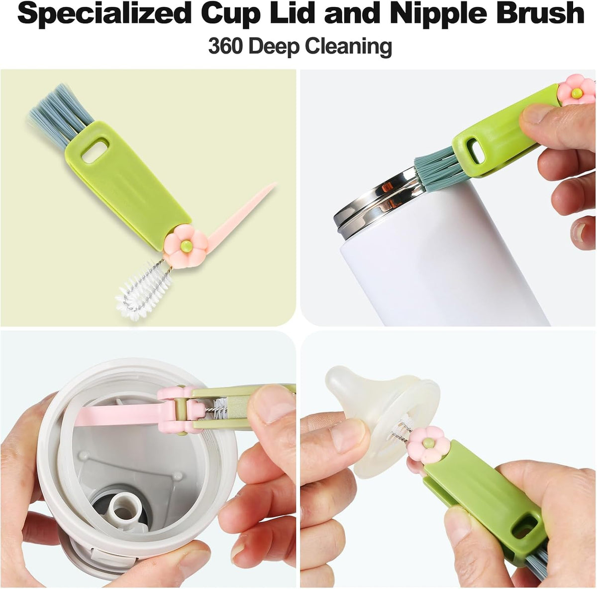 Bottle Brush, Long Scrub Cleaning Brushes with Straw & Lid Brushes