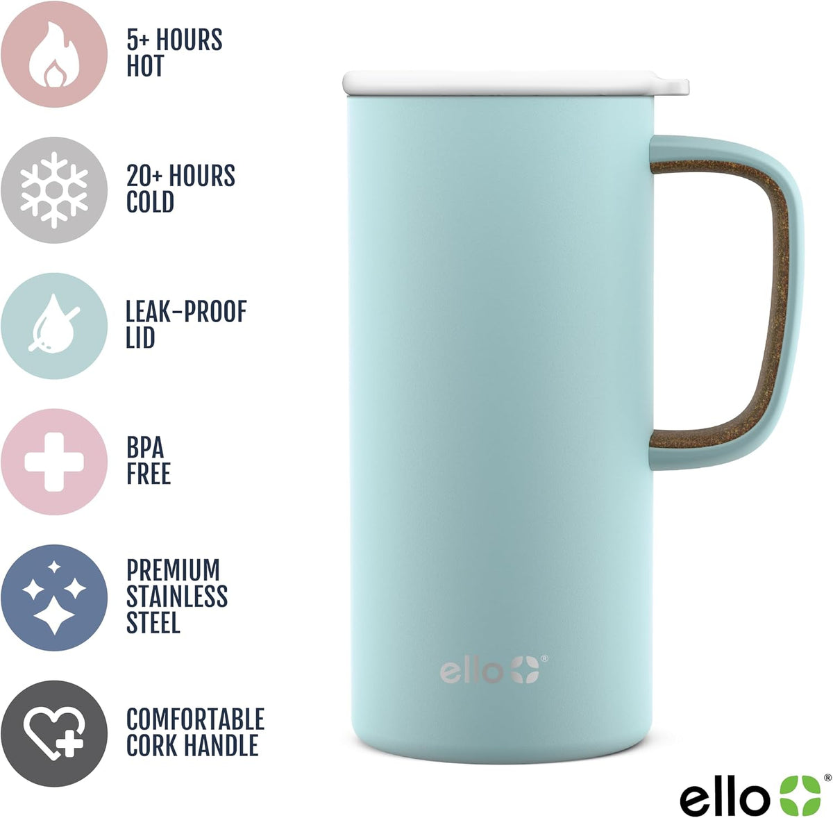 Campy 18oz Insulated Stainless Steel Travel Mug, Avalon