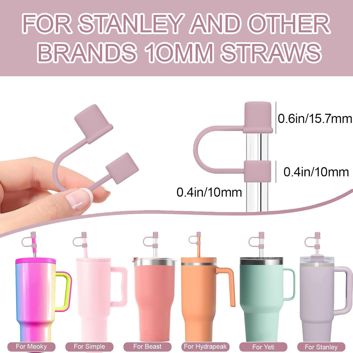 7Pcs Straw Cover Cap for Stanley 40&30oz Cup Straw Toppers -7 Color