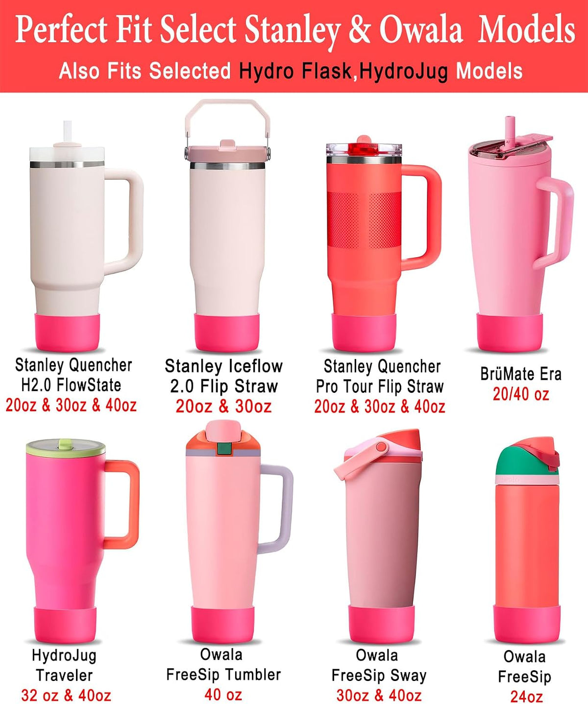 2-Pack Silicone Boots for Stanley, Owala & More, Fits Select Cups & Bottles