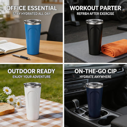 Tumbler, Coffee Mug with Lids, Stainless Steel, Leak-Proof Water Bottle, Vacuum Insulated Cold for a Day, 1 Piece, Random Color