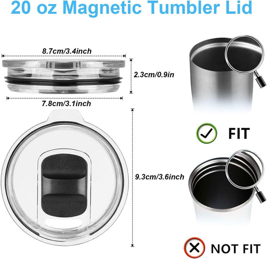 20 oz Tumbler Lids for Yeti, 20oz Magnetic Tumbler Lids, Spill Proof Replacement Slider Cup Lid for YETI 20oz Tumbler, 10oz & 24oz Mug and 10oz Lowball, BPA Free