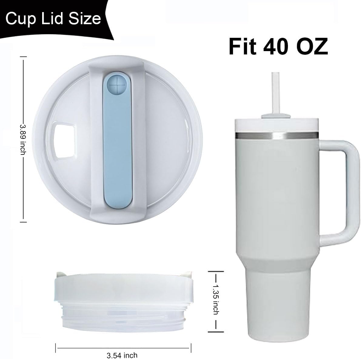 20 oz Tumbler Lids for Yeti, 20oz Magnetic Tumbler Lids, Spill Proof Replacement Slider Cup Lid for YETI 20oz Tumbler, 10oz & 24oz Mug and 10oz Lowball, BPA Free