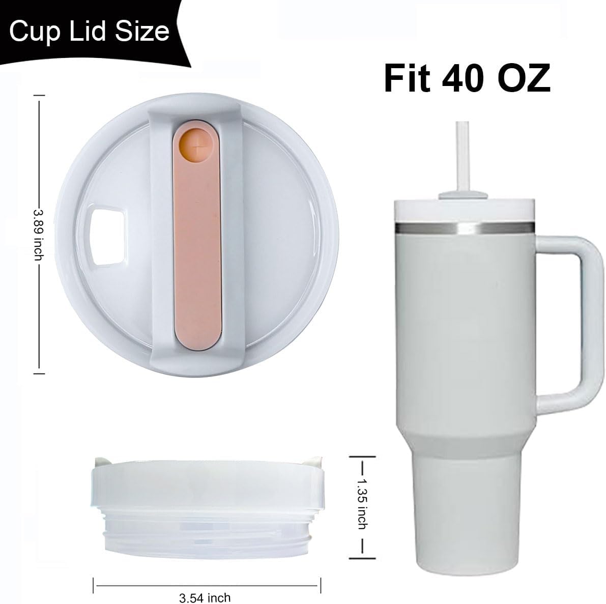 20 oz Tumbler Lids for Yeti, 20oz Magnetic Tumbler Lids, Spill Proof Replacement Slider Cup Lid for YETI 20oz Tumbler, 10oz & 24oz Mug and 10oz Lowball, BPA Free