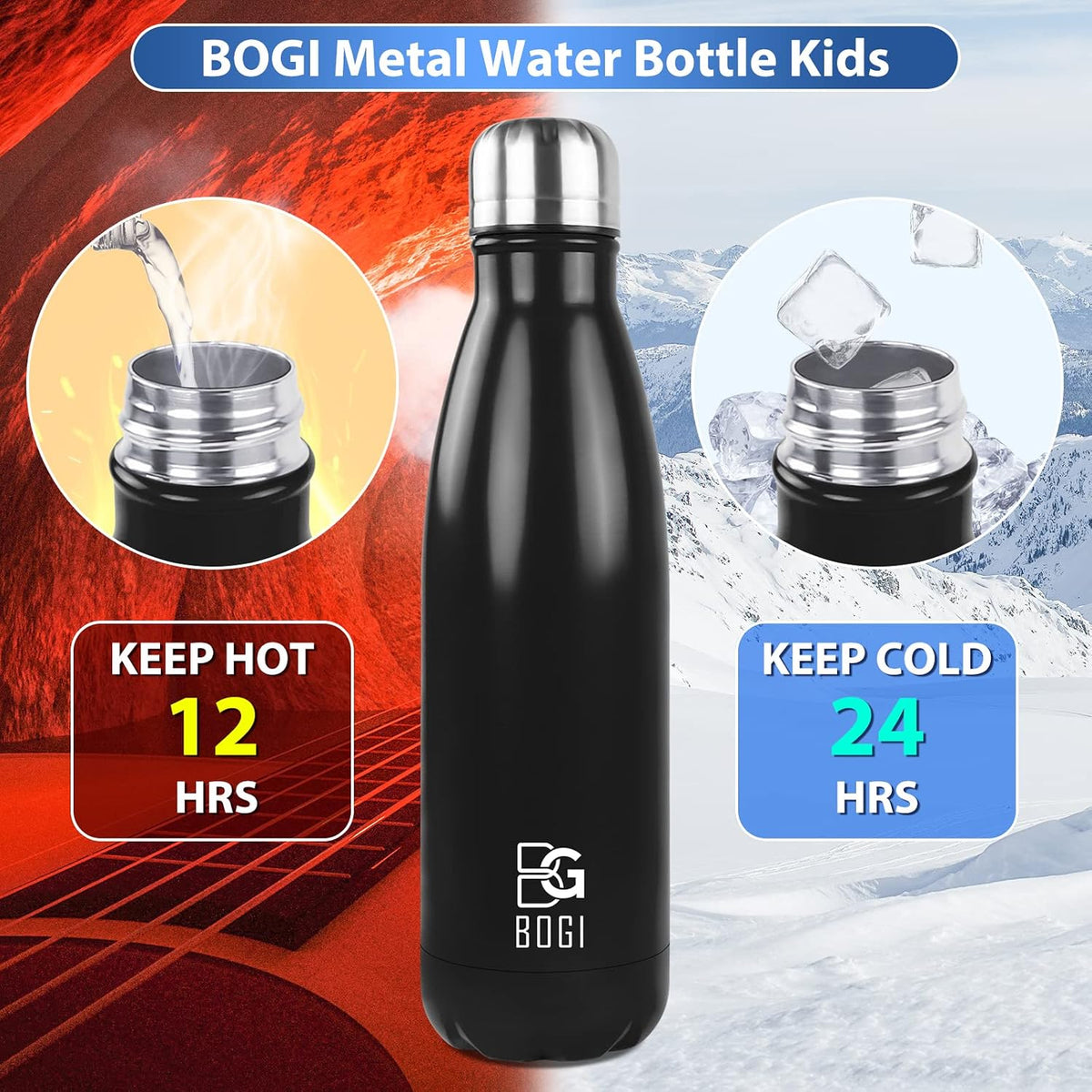 17oz Insulated Water Bottle Double Wall Vacuum Stainless Steel Water Bottles, Leak Proof Metal Sports Water Bottle Keeps Drink Hot and Cold - Perfect for Outdoor Sports Camping Biking (Purple)