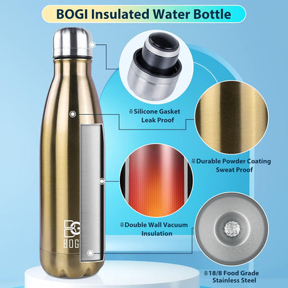 17oz Insulated Water Bottle Double Wall Vacuum Stainless Steel Water Bottles, Leak Proof Metal Sports Water Bottle Keeps Drink Hot and Cold - Perfect for Outdoor Sports Camping Biking (Purple)