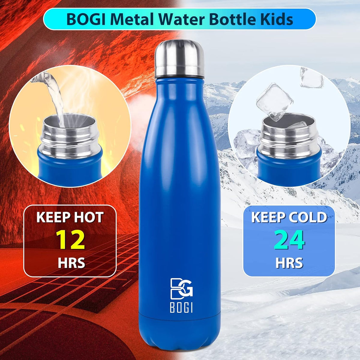 17oz Insulated Water Bottle Double Wall Vacuum Stainless Steel Water Bottles, Leak Proof Metal Sports Water Bottle Keeps Drink Hot and Cold - Perfect for Outdoor Sports Camping Biking (Purple)