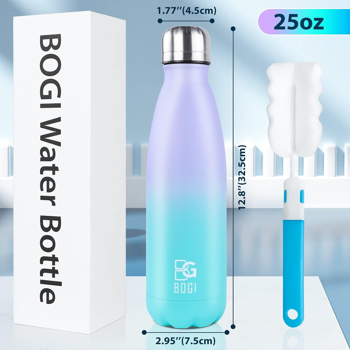 17oz Insulated Water Bottle Double Wall Vacuum Stainless Steel Water Bottles, Leak Proof Metal Sports Water Bottle Keeps Drink Hot and Cold - Perfect for Outdoor Sports Camping Biking (Purple)