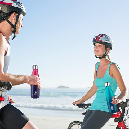 17oz Insulated Water Bottle Double Wall Vacuum Stainless Steel Water Bottles, Leak Proof Metal Sports Water Bottle Keeps Drink Hot and Cold - Perfect for Outdoor Sports Camping Biking (Purple)