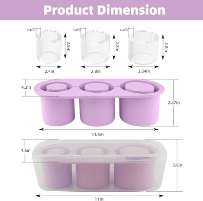 Ice Cube Tray for Tumbler Cup 30-40 oz, 3pcs Silicone Ice Cube Molds With Lid and Bin for Chilling Cocktails Whiskey Drinks Juice Coffee Easy Fill and Release Ice Maker (Black, 40 oz)