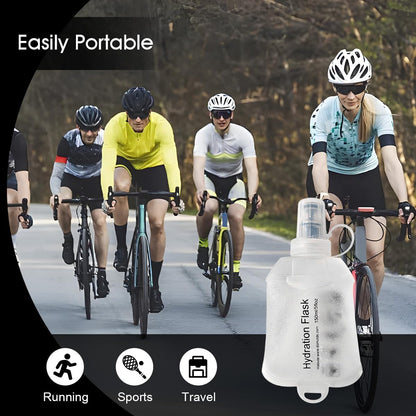 500ml Soft Flask, TPU Collapsible Soft Water Bottle for Hydration Pack, Running Vest, Folding Water Bottle for Hiking Cycling Climbing-1Pcs, White