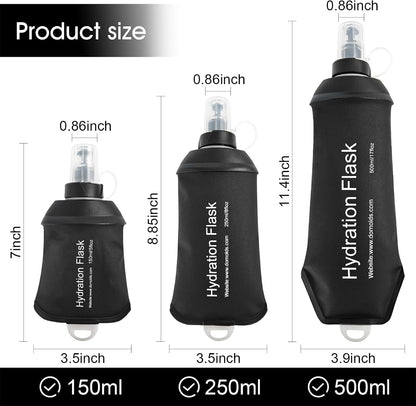500ml Soft Flask, TPU Collapsible Soft Water Bottle for Hydration Pack, Running Vest, Folding Water Bottle for Hiking Cycling Climbing-1Pcs, White