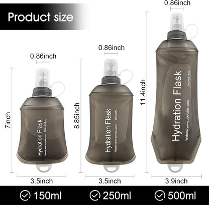 500ml Soft Flask, TPU Collapsible Soft Water Bottle for Hydration Pack, Running Vest, Folding Water Bottle for Hiking Cycling Climbing-1Pcs, White