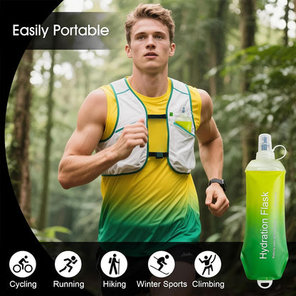 500ml Soft Flask, TPU Collapsible Soft Water Bottle for Hydration Pack, Running Vest, Folding Water Bottle for Hiking Cycling Climbing-1Pcs, White