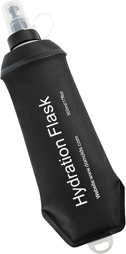 500ml Soft Flask, TPU Collapsible Soft Water Bottle for Hydration Pack, Running Vest, Folding Water Bottle for Hiking Cycling Climbing-1Pcs, White