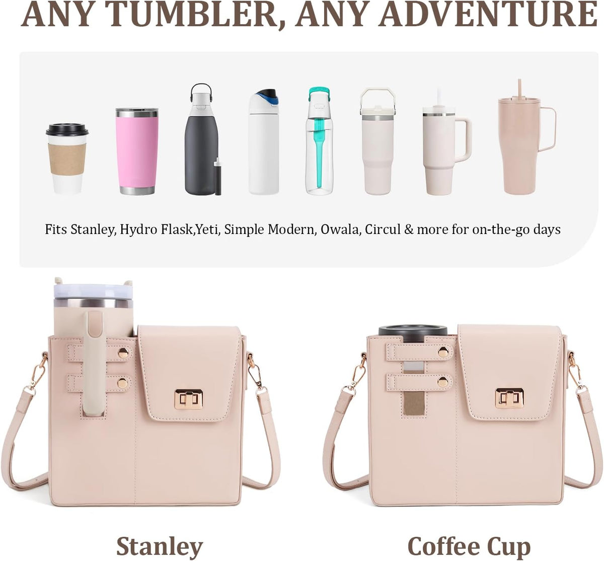 Stanley Purse Cup Holder Bag Crossbody Water Bottle Purse for 40oz Tumbler