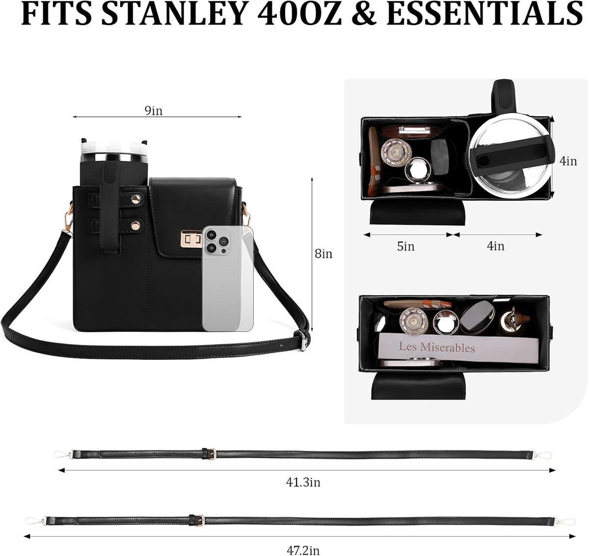 Stanley Purse Cup Holder Bag Crossbody Water Bottle Purse for 40oz Tumbler
