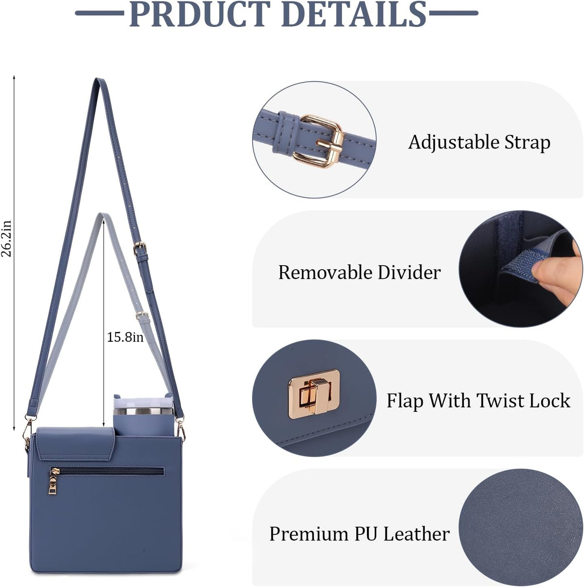 Stanley Purse Cup Holder Bag Crossbody Water Bottle Purse for 40oz Tumbler
