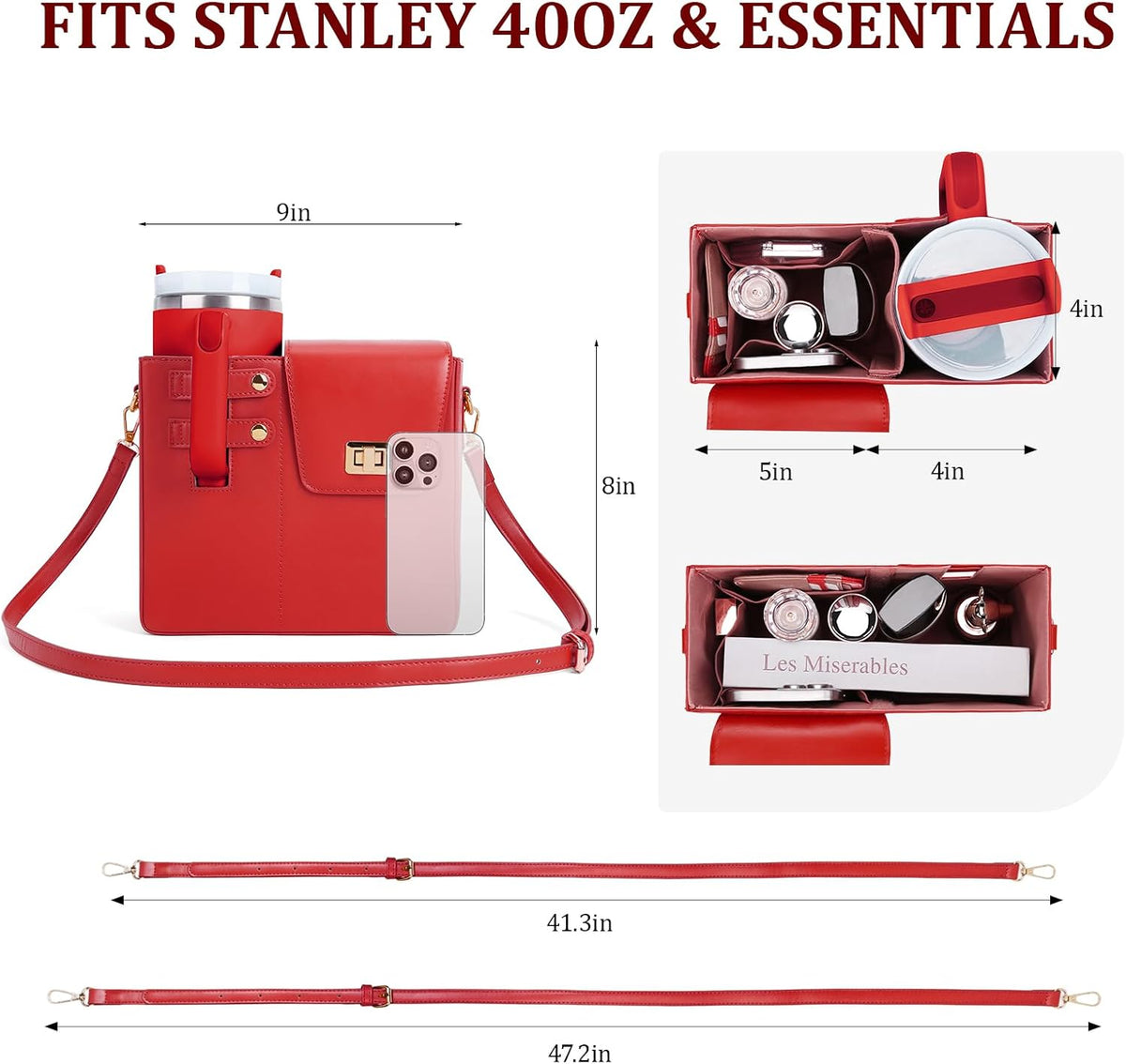 Stanley Purse Cup Holder Bag Crossbody Water Bottle Purse for 40oz Tumbler