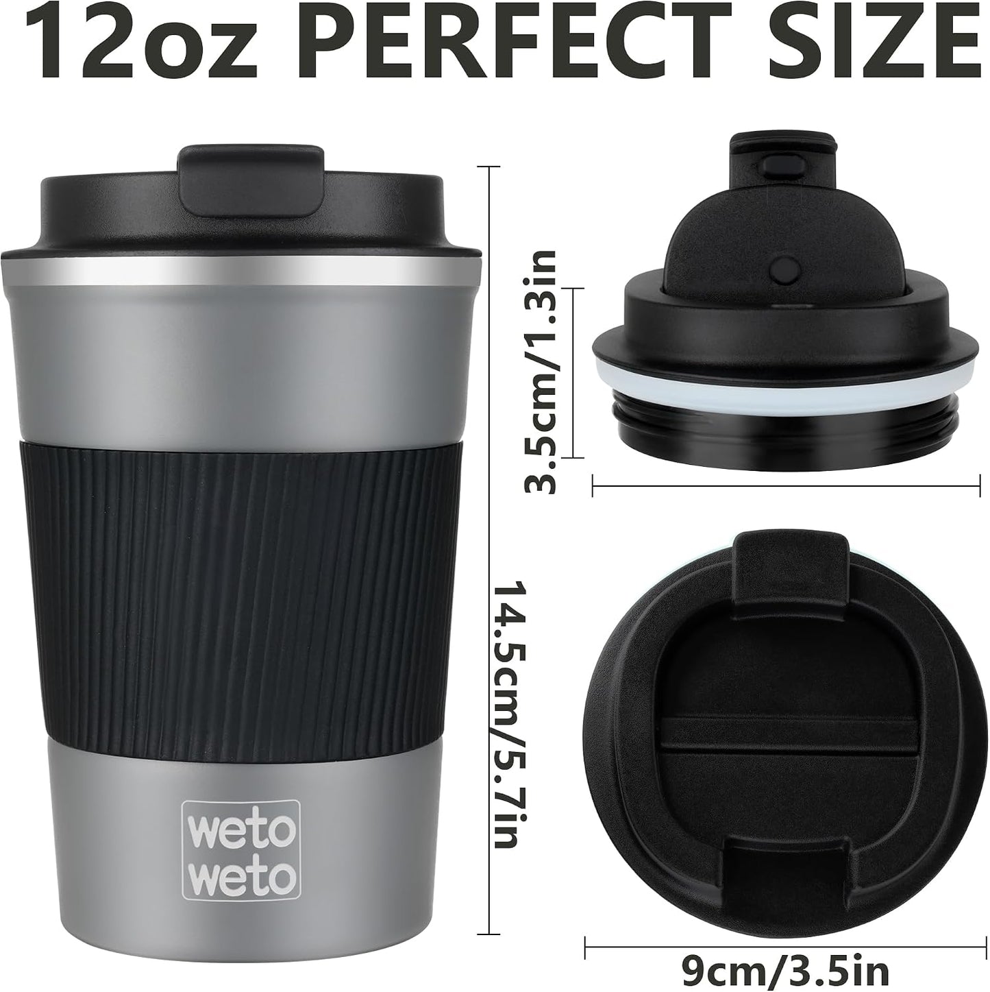 12 oz Stainless Steel Insulated Tumbler, Travel Coffee Mug, Insulated Coffee Mug with Lid, Spill Proof Coffee Cup, Portable Thermal Mug, Reusable Cup for Hot and Cold (Green-White)