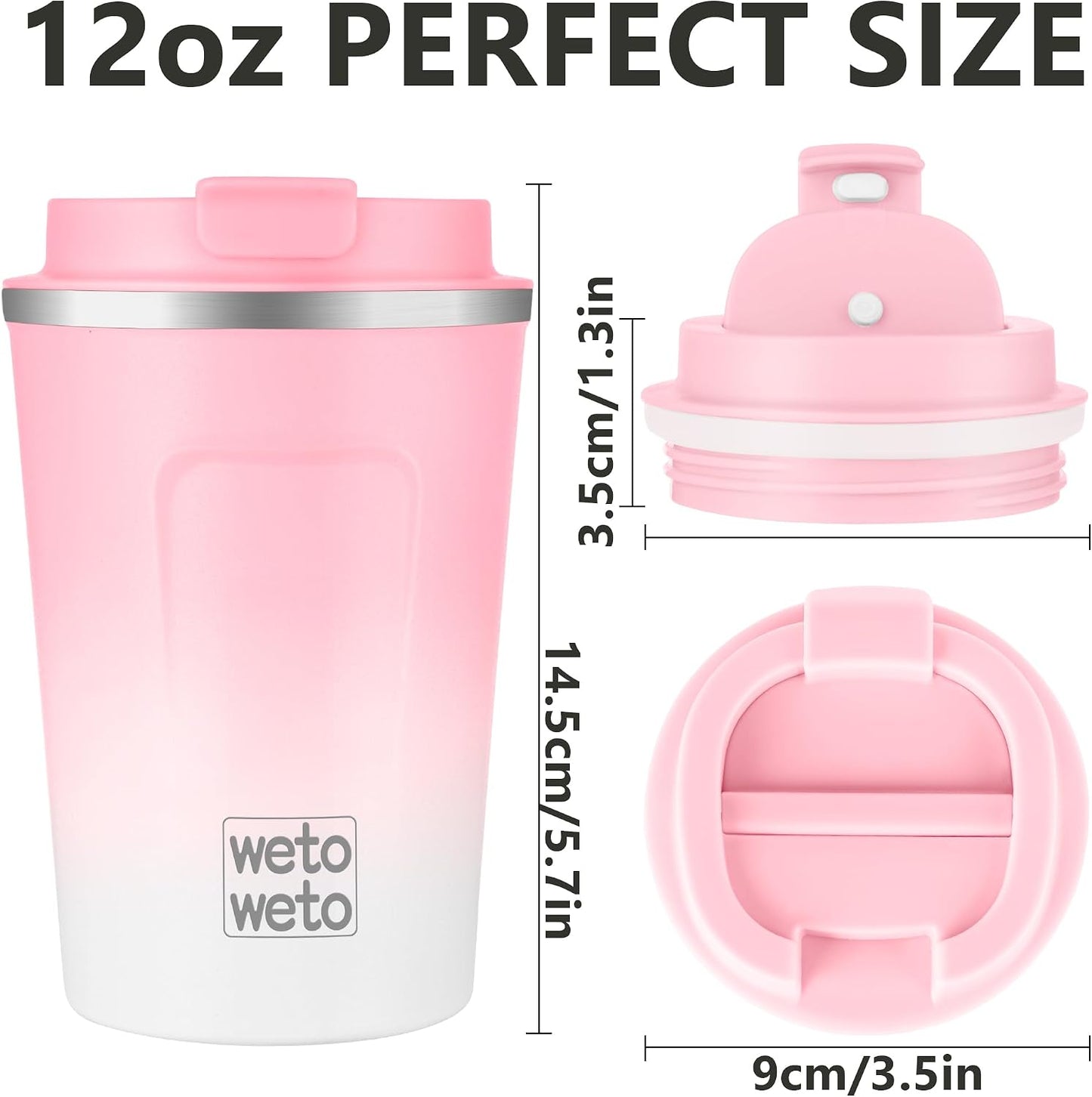 12 oz Stainless Steel Insulated Tumbler, Travel Coffee Mug, Insulated Coffee Mug with Lid, Spill Proof Coffee Cup, Portable Thermal Mug, Reusable Cup for Hot and Cold (Green-White)