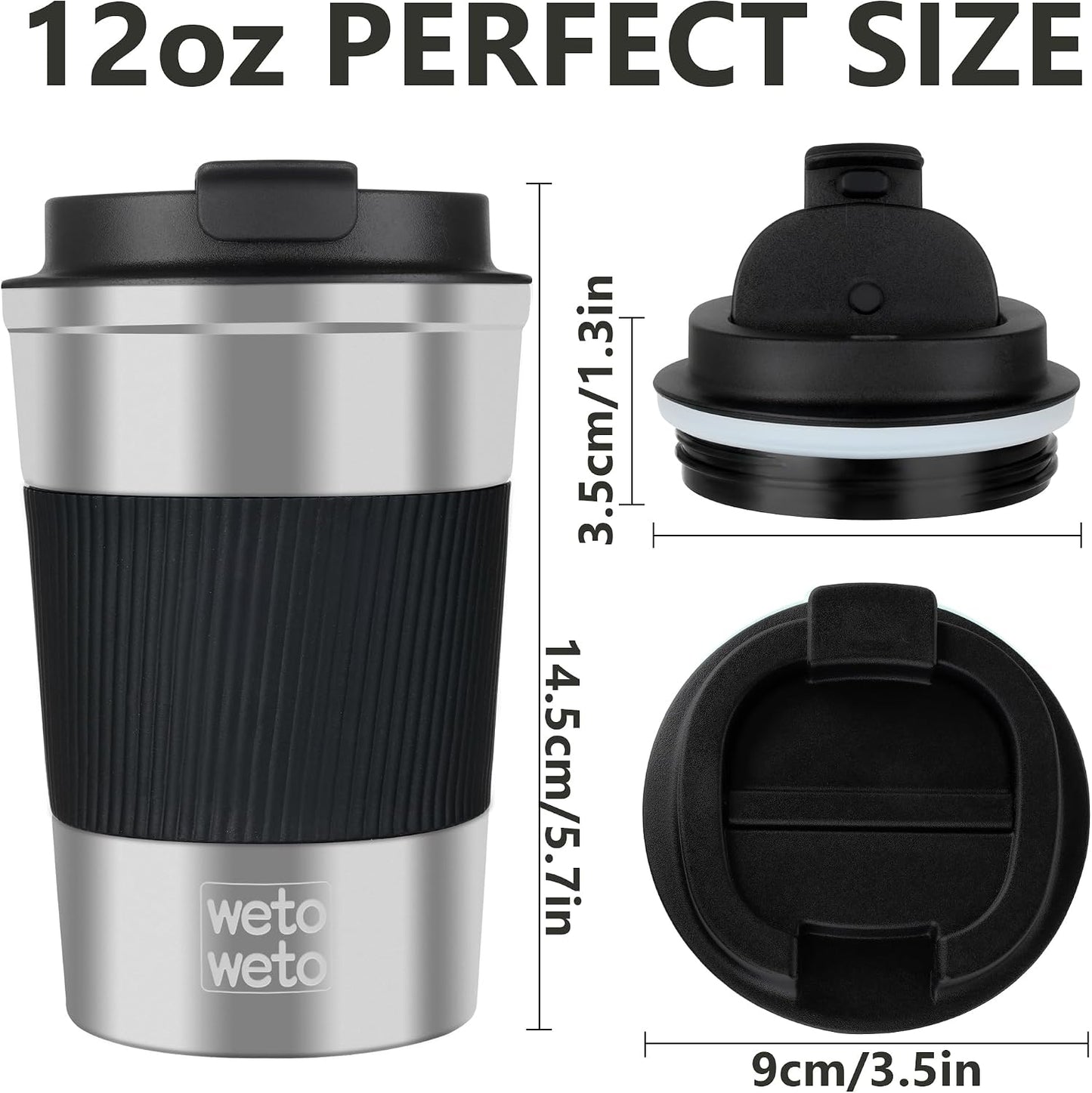 12 oz Stainless Steel Insulated Tumbler, Travel Coffee Mug, Insulated Coffee Mug with Lid, Spill Proof Coffee Cup, Portable Thermal Mug, Reusable Cup for Hot and Cold (Green-White)