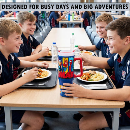 SpongeBob SquarePants Tumbler with Handle and Straw 32 oz, Keeps Hot 8 Hrs, Cold 12H & Ice 42H, BPA-Free Insulated Stainless Steel Water Bottle, Travel Mug, Kids Gifts (Yellow SpongeBob)