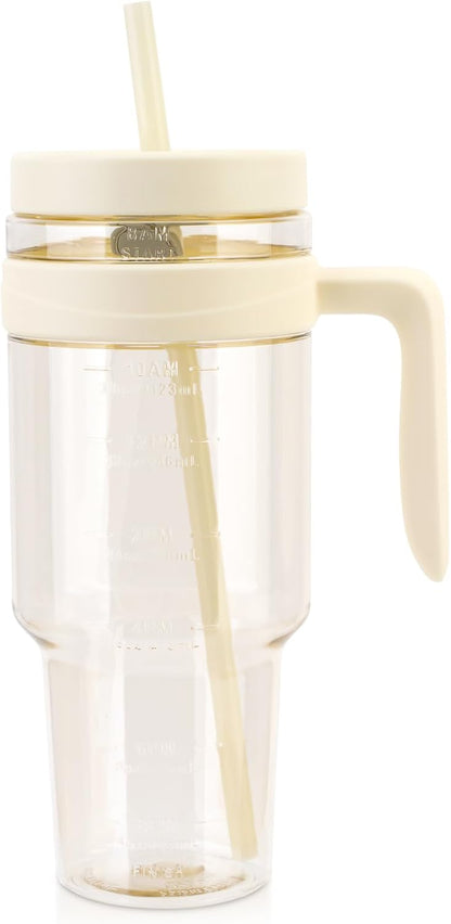 50 oz Tritan Plastic Tumbler with Lid and Straw, Wide Mouth