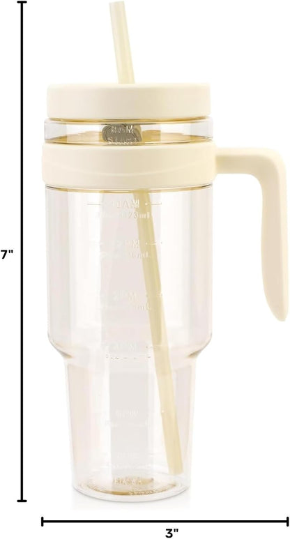 50 oz Tritan Plastic Tumbler with Lid and Straw, Wide Mouth