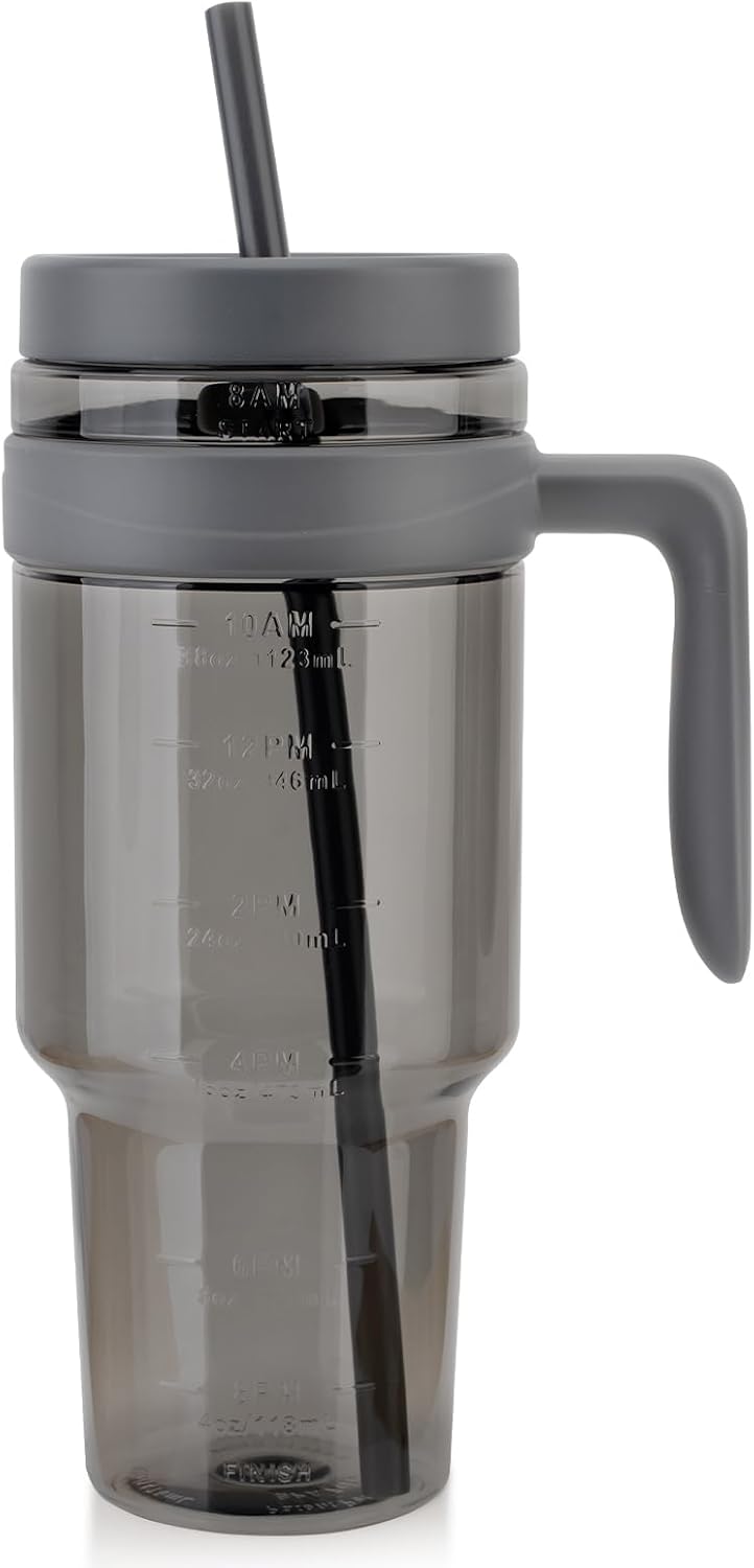 50 oz Tritan Plastic Tumbler with Lid and Straw, Wide Mouth