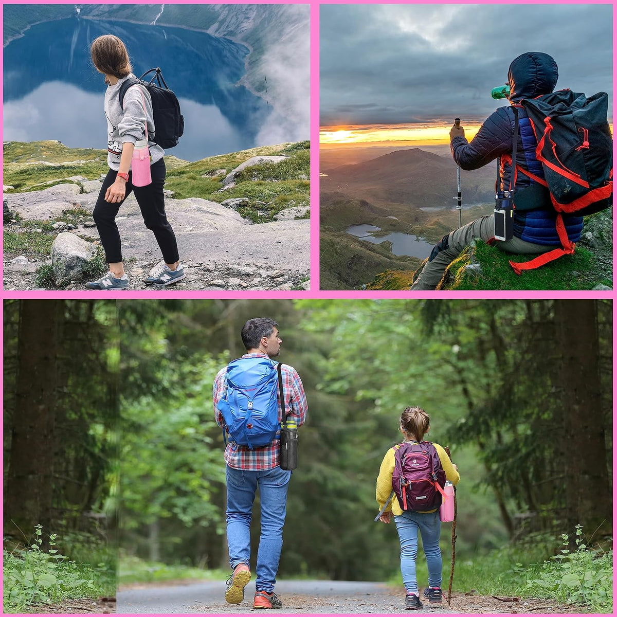 Water Bottle Holder with Strap for Walking, Hiking