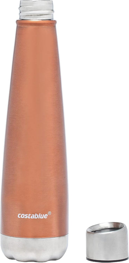 Insulated Water Bottle - On-The-Go Refillable Stainless Steel Water Bottles For Adults, Reusable Thermos Travel Tumbler With Leak-proof Lid For Hot & Cold Beverages (17Oz. Copper Peach)