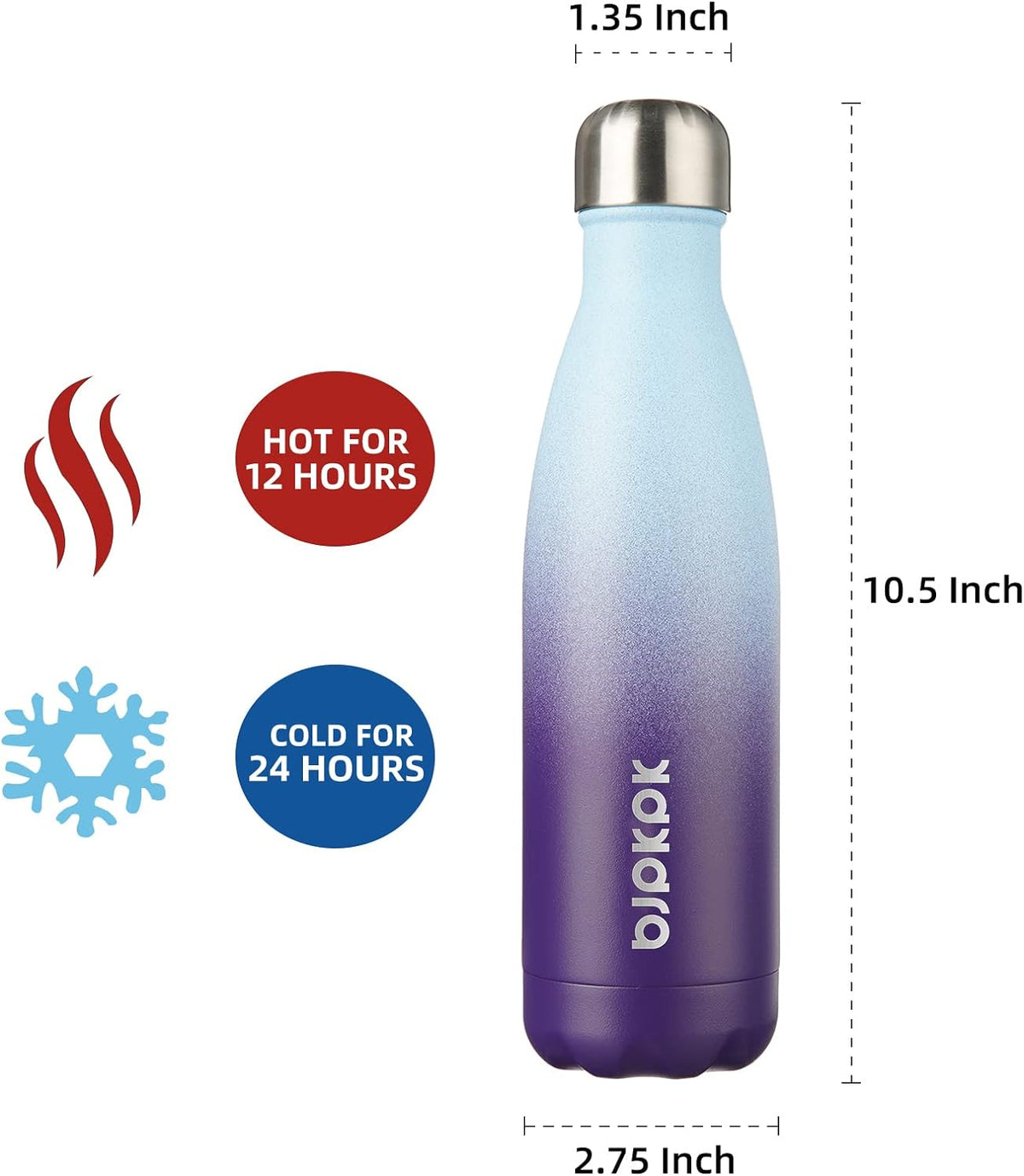 25 oz Insulated Stainless Steel Water Bottle, Metal Sports Flask