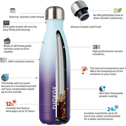 25 oz Insulated Stainless Steel Water Bottle, Metal Sports Flask