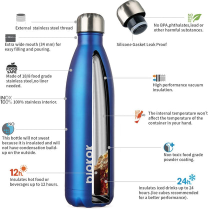 25 oz Insulated Stainless Steel Water Bottle, Metal Sports Flask