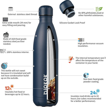 25 oz Insulated Stainless Steel Water Bottle, Metal Sports Flask