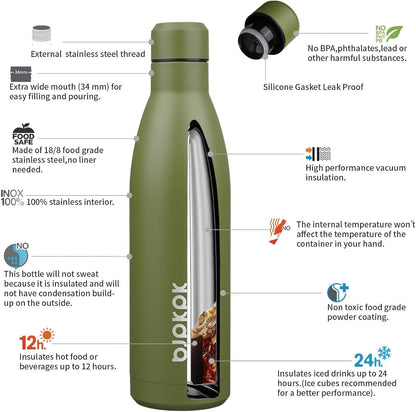 25 oz Insulated Stainless Steel Water Bottle, Metal Sports Flask