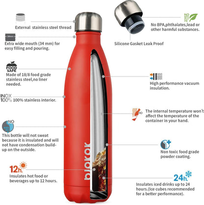 25 oz Insulated Stainless Steel Water Bottle, Metal Sports Flask
