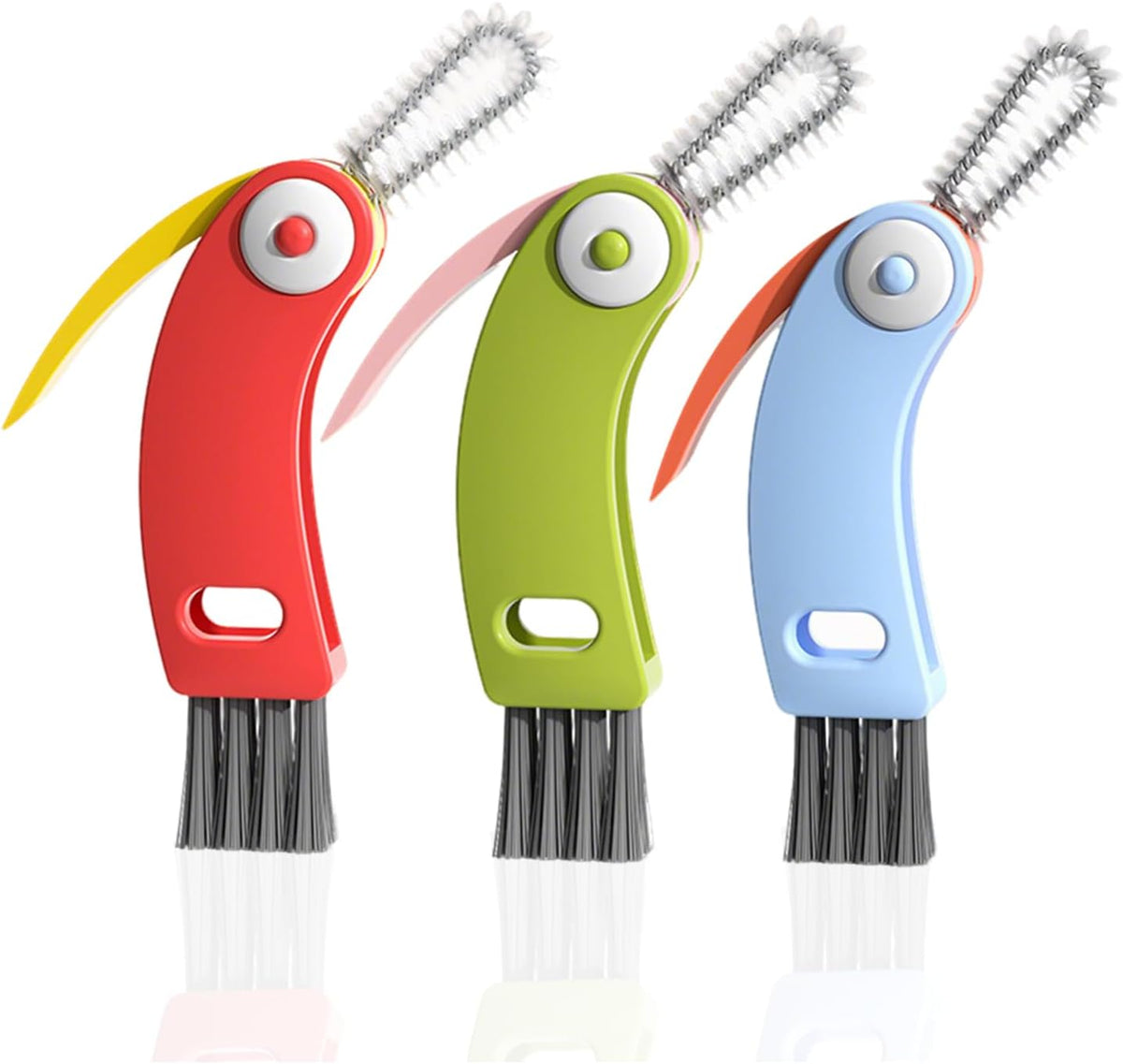 3 in 1 Cup Lid Gap Cleaning Brush Set, 3PCS Multifunctional Bottle Cleaner Bottle Cleaning Brush for Bottle Gaps Home Kitchen Cleaning Tools Mixed Colors