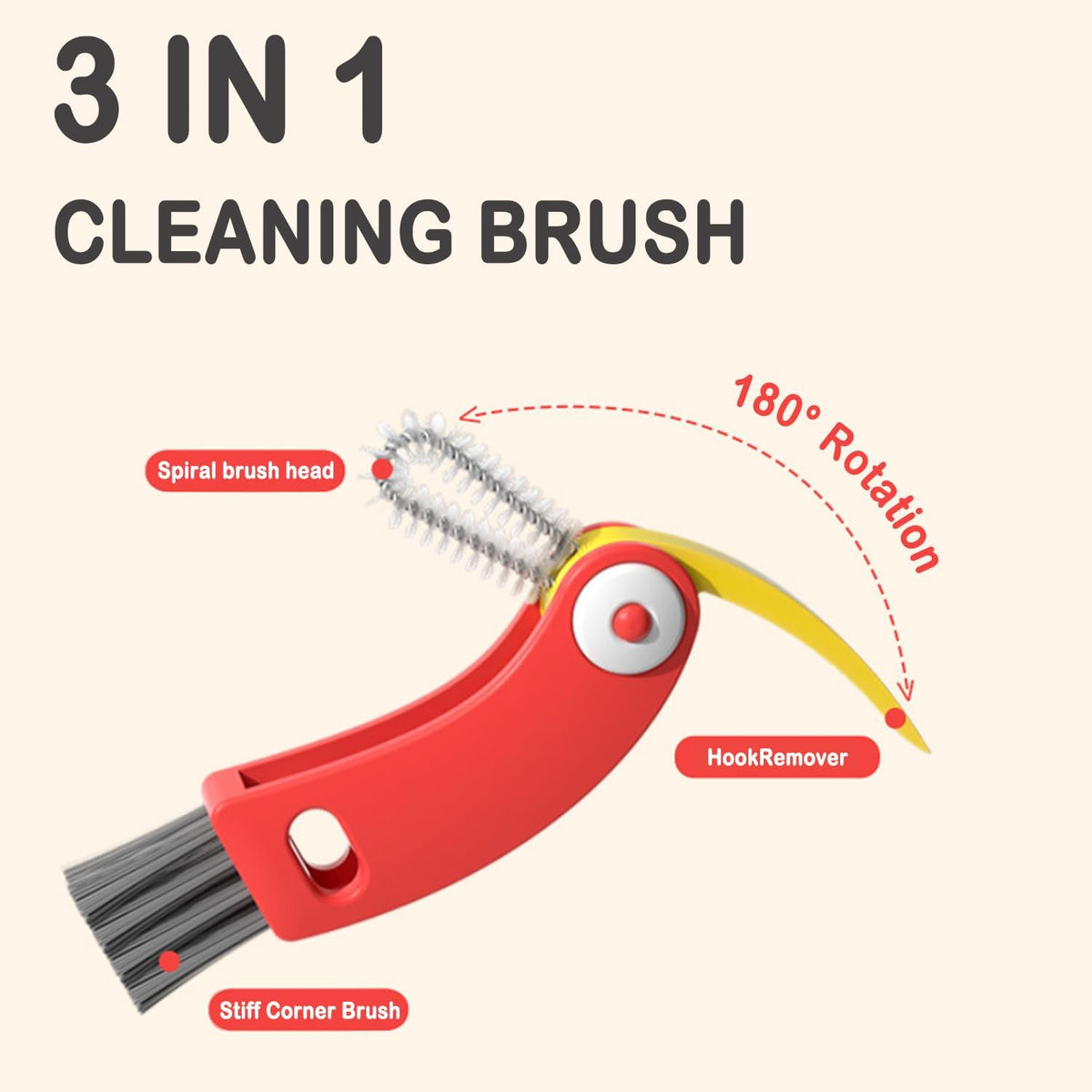 3 in 1 Cup Lid Gap Cleaning Brush Set, 3PCS Multifunctional Bottle Cleaner Bottle Cleaning Brush for Bottle Gaps Home Kitchen Cleaning Tools Mixed Colors