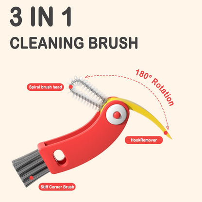 3 in 1 Cup Lid Gap Cleaning Brush Set, 3PCS Multifunctional Bottle Cleaner Bottle Cleaning Brush for Bottle Gaps Home Kitchen Cleaning Tools Mixed Colors