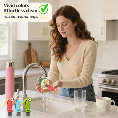 3 in 1 Cup Lid Gap Cleaning Brush Set, 3PCS Multifunctional Bottle Cleaner Bottle Cleaning Brush for Bottle Gaps Home Kitchen Cleaning Tools Mixed Colors