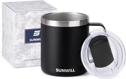 Travel Coffee Mug with Lid, 14 oz Insulated Stainless Steel