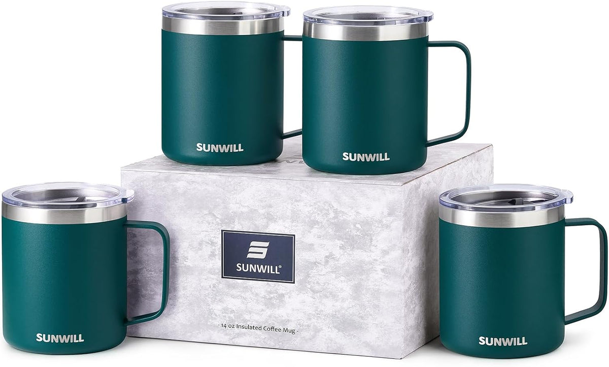 Travel Coffee Mug with Lid, 14 oz Insulated Stainless Steel